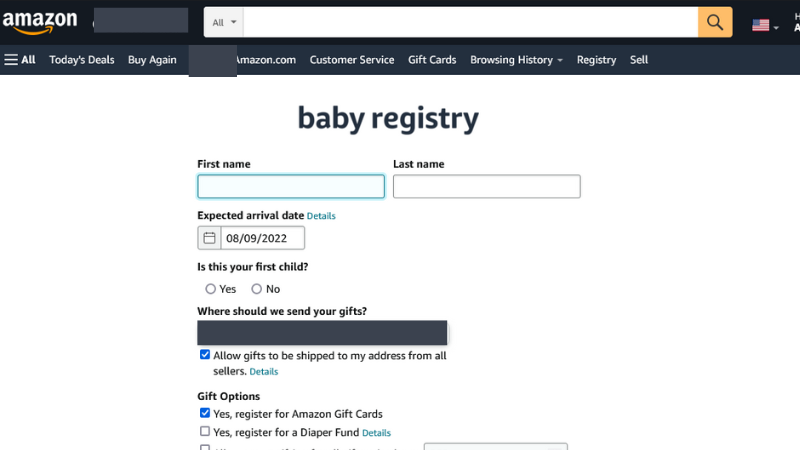 How To Create a Second Amazon Baby Registry 3 Fill out the necessary details